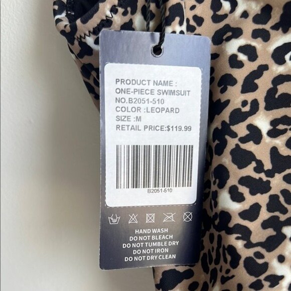 NWT Ocean Blues One-Piece Thong Swimsuit Leopard - M - Picture 7 of 9